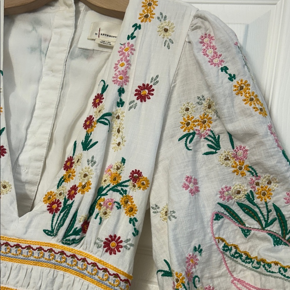 Anthropologie Floral White Dress - Picture 3 of 7